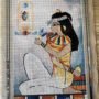 Printed tapestry canvas Egyptian girl and scarab