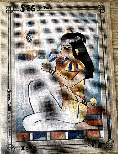 Printed tapestry canvas Egyptian girl and scarab