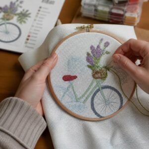 Stamped cross stitch in progress